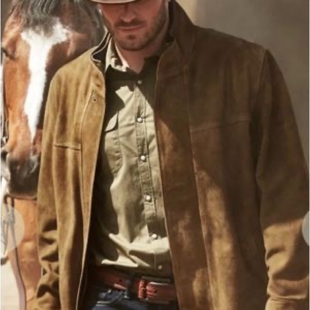 Faconnable vintage 100% calfskin leather/suede  jacket w/ buttons & pockets.